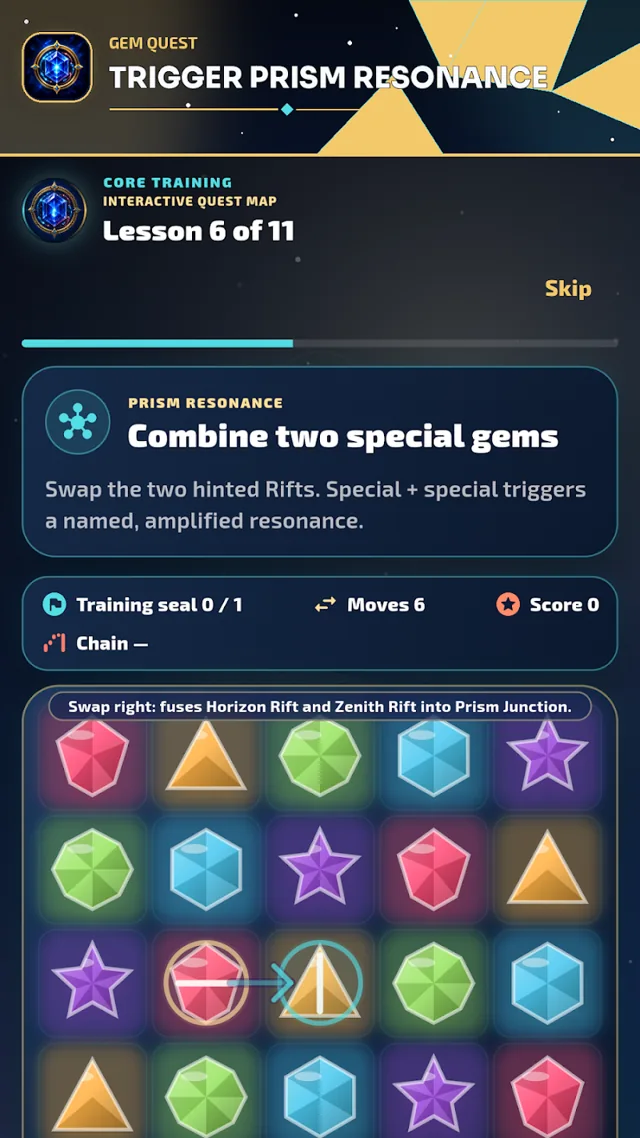 Combine special gems with Prism Resonance