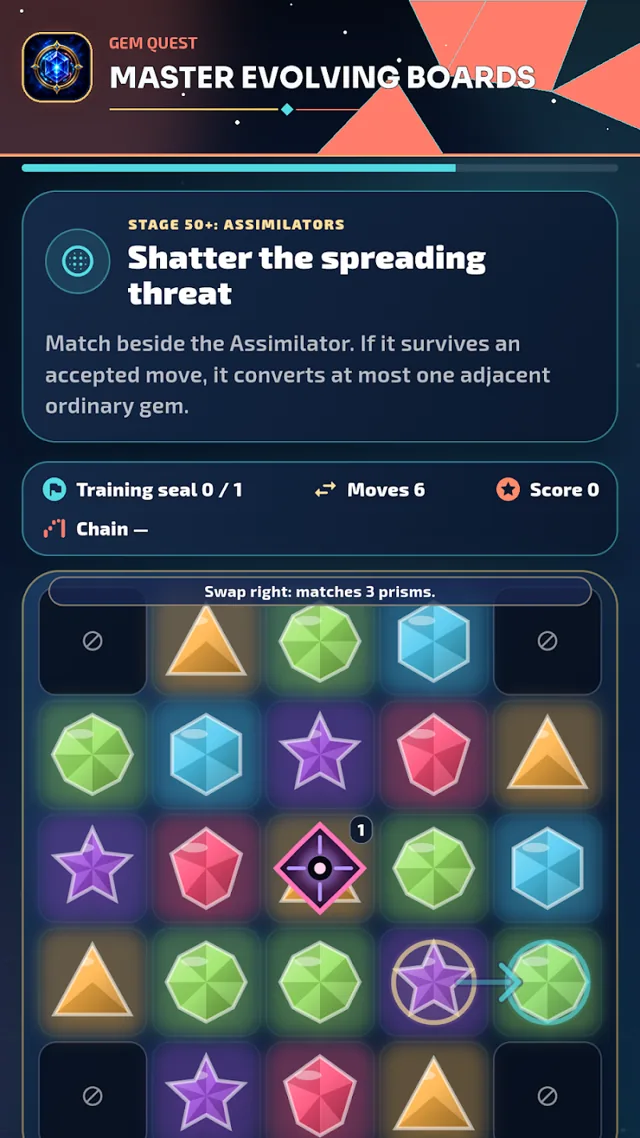 Gem Quest board and progression preview