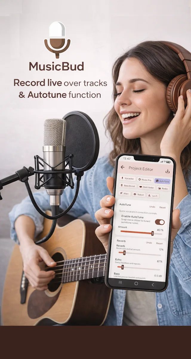 MusicBud recording and sound effects preview