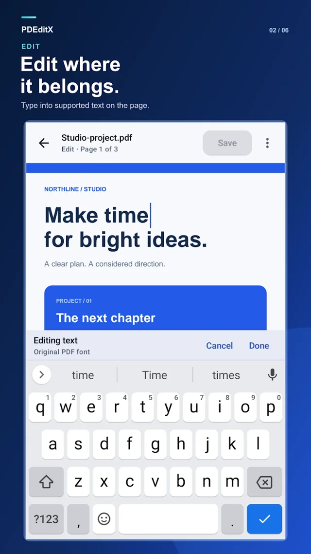 Edit supported PDF text